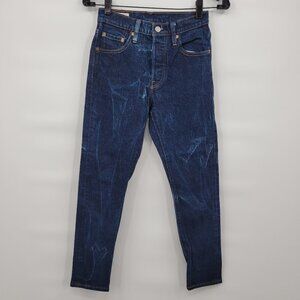 Levi's 501 Women Blue High Rise Button Fly Skinny Distressed Jeans Size 25